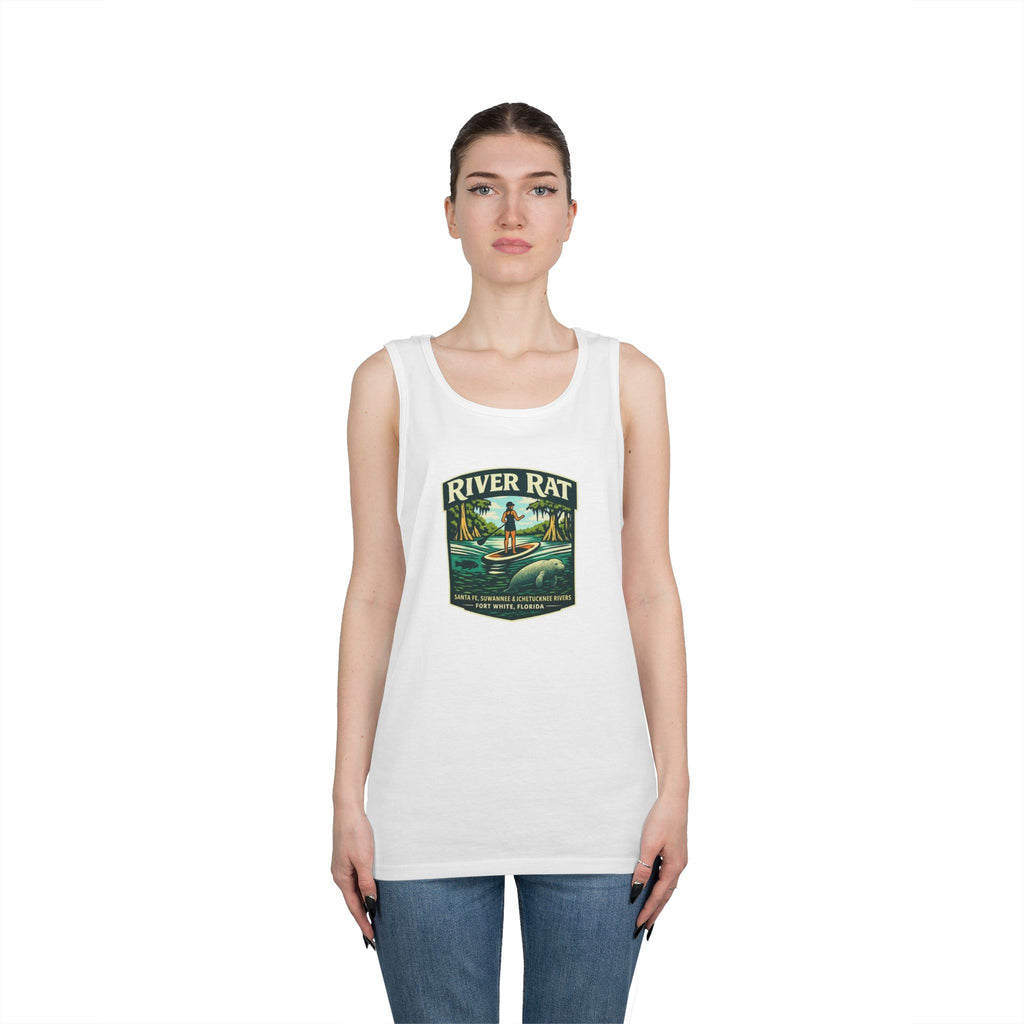 River Rat Kayak Tank Top — Vintage River Fishing Outdoor Graphic
