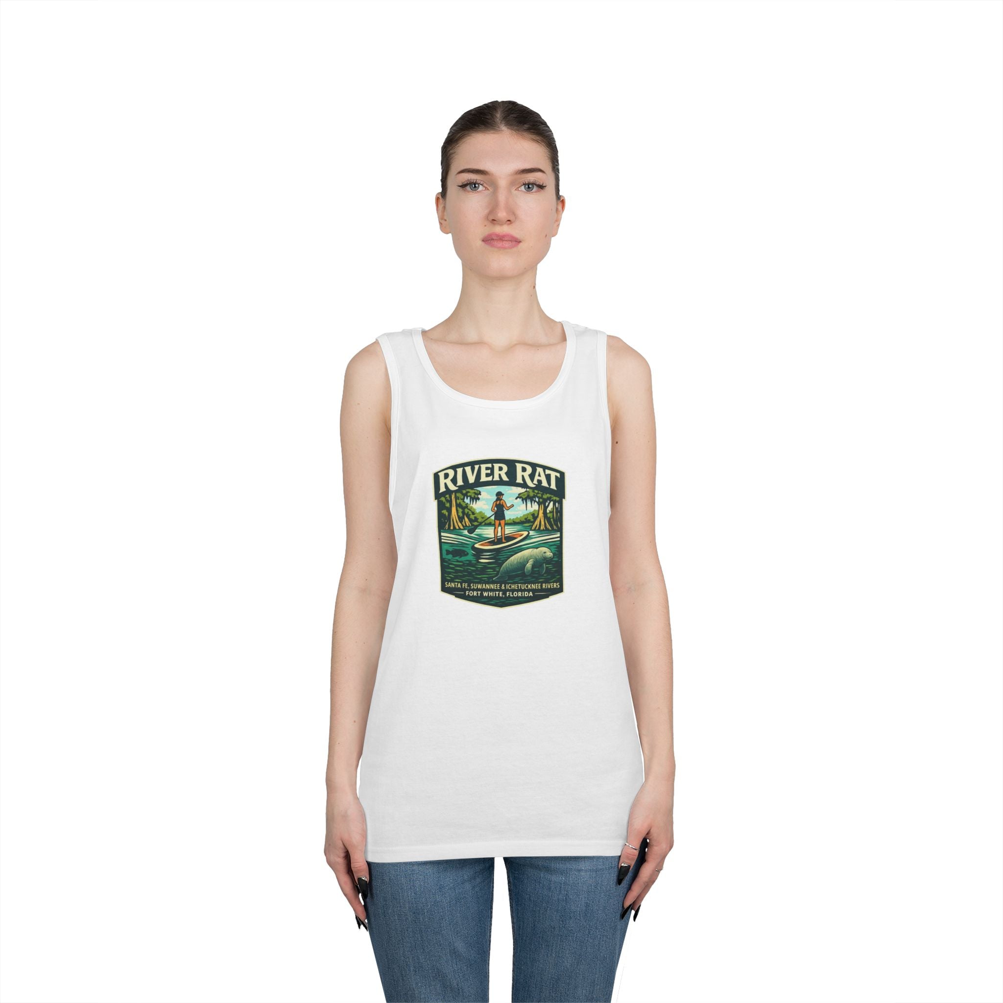 River Rat Kayak Tank Top — Vintage River Fishing Outdoor Graphic