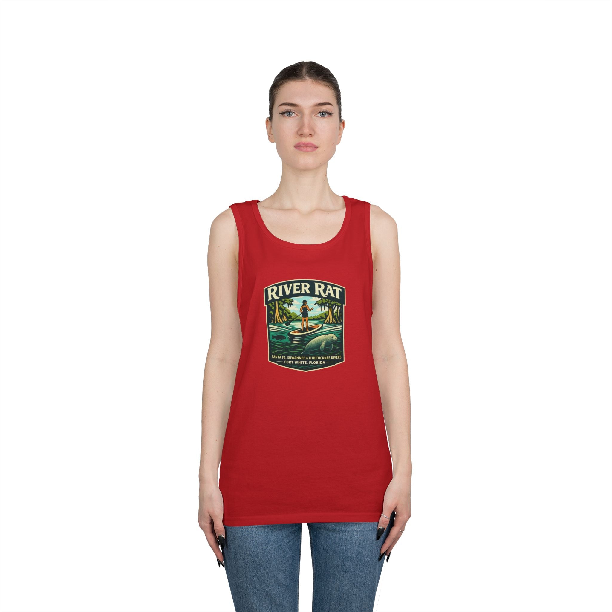 River Rat Kayak Tank Top — Vintage River Fishing Outdoor Graphic