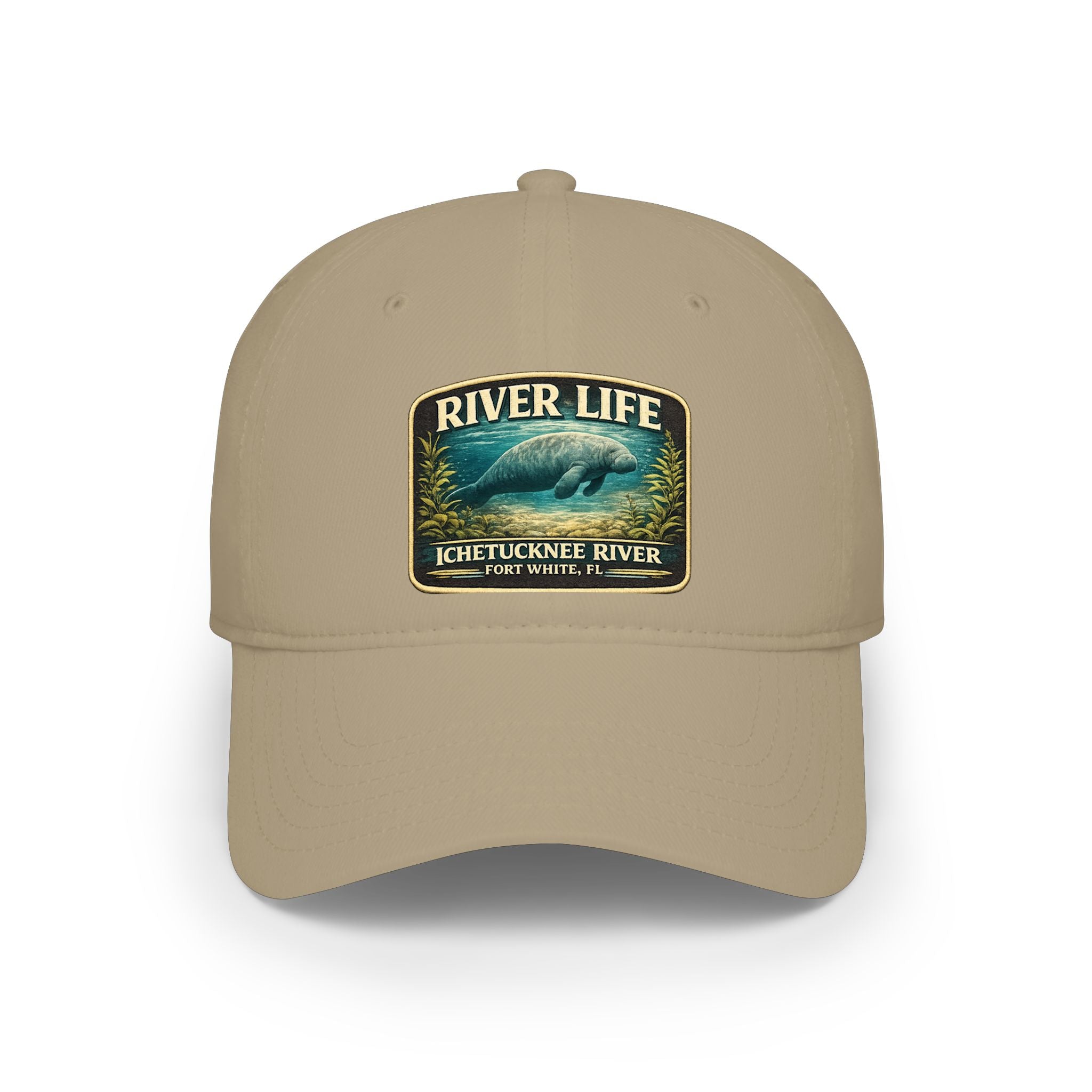 River Life Low Profile Baseball Cap — Ichetucknee River Manatee Patch