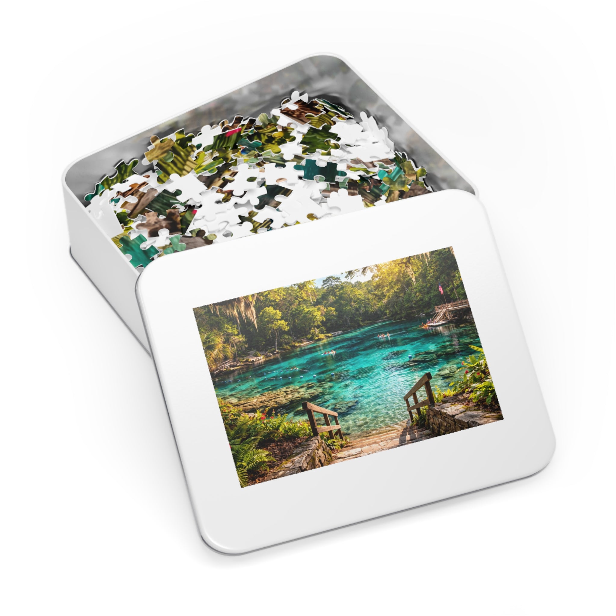 Ichetucknee Head Springs Jigsaw Puzzle with Tin — Scenic Nature Puzzle for Adults & Families