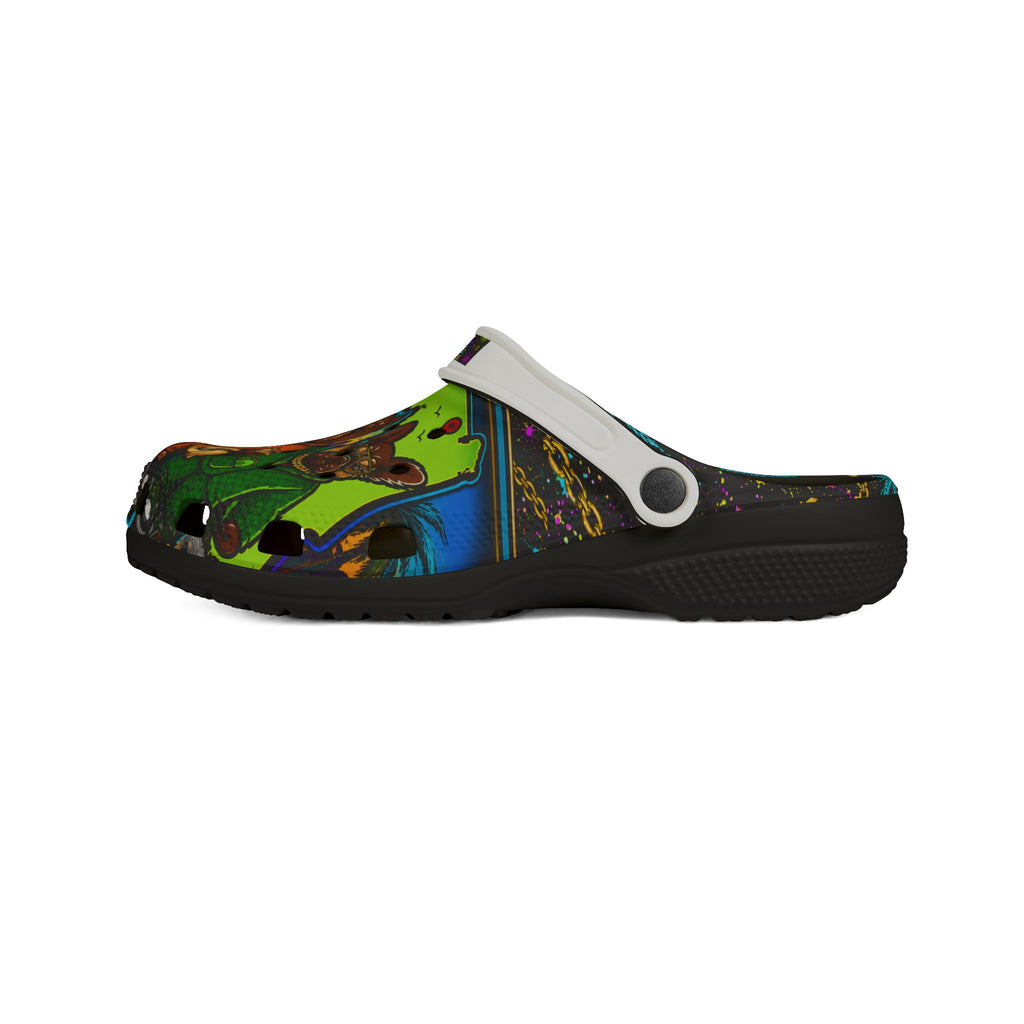 Shinetime Clogs — Colorful Cartoon Dog Crew Design (All-Over Print)