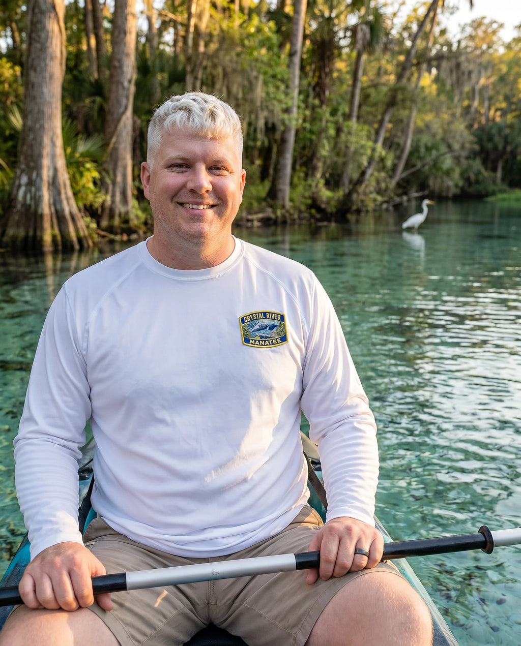 Fort White Performance Shirt Embroidered Manatee lifestyle kayaking on spring