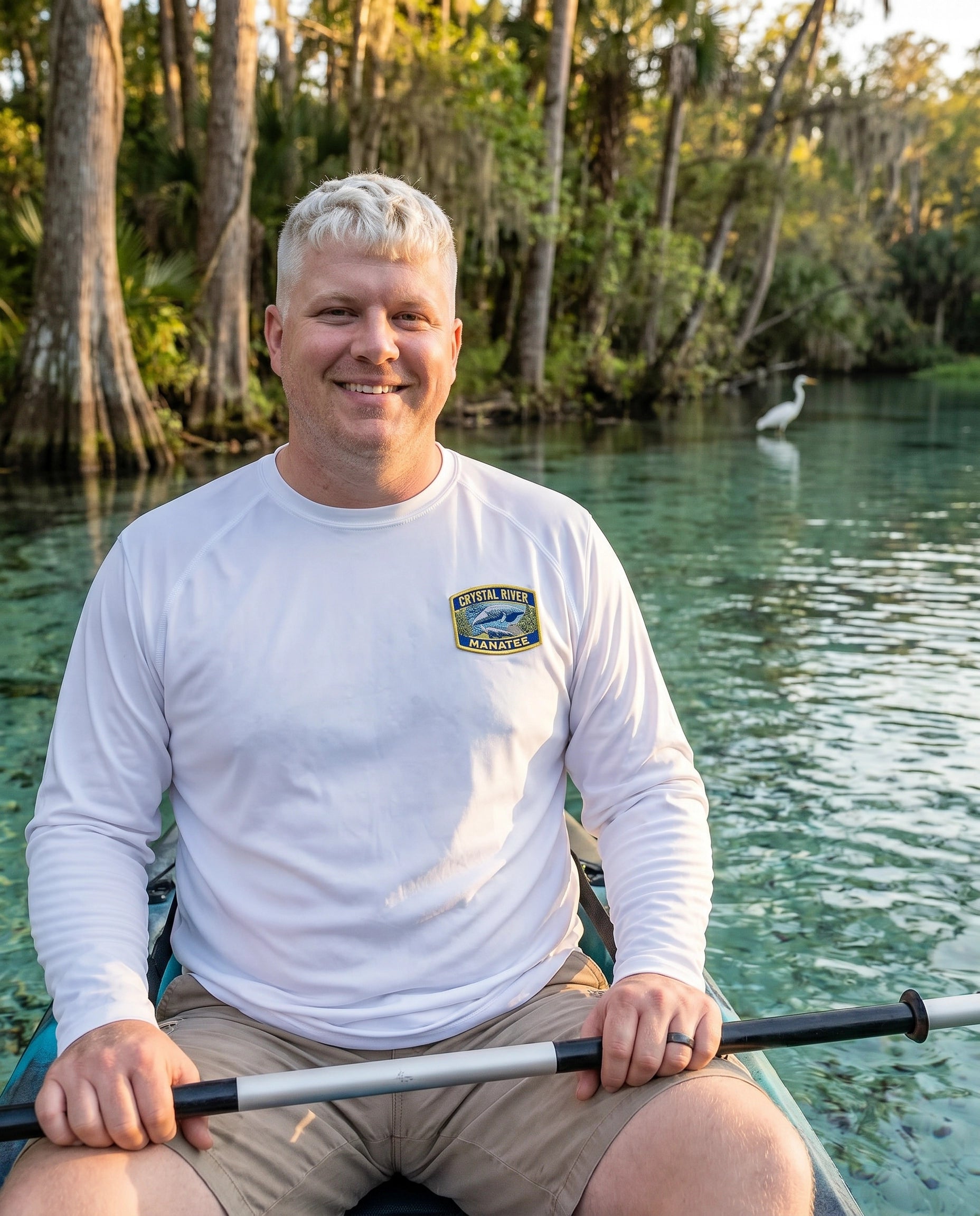 Fort White Performance Shirt Embroidered Manatee lifestyle kayaking on spring