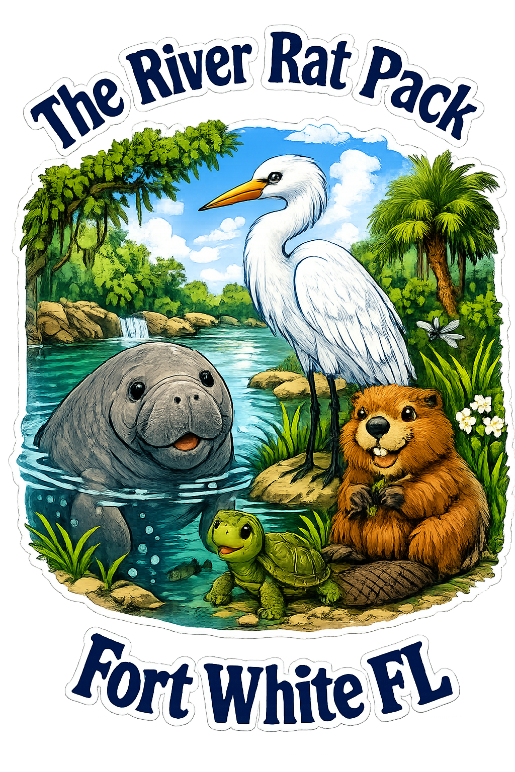 The River Rat Pack – Fort White FL Kiss-Cut Sticker