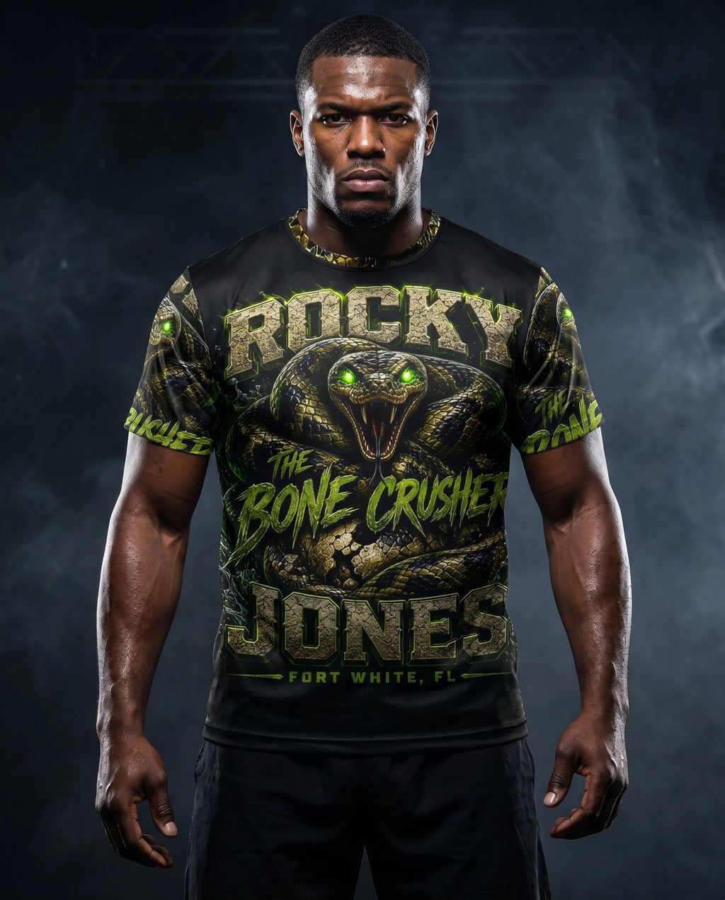 Rocky Jones AOP Walkout Shirt lifestyle athletic figure striding to camera